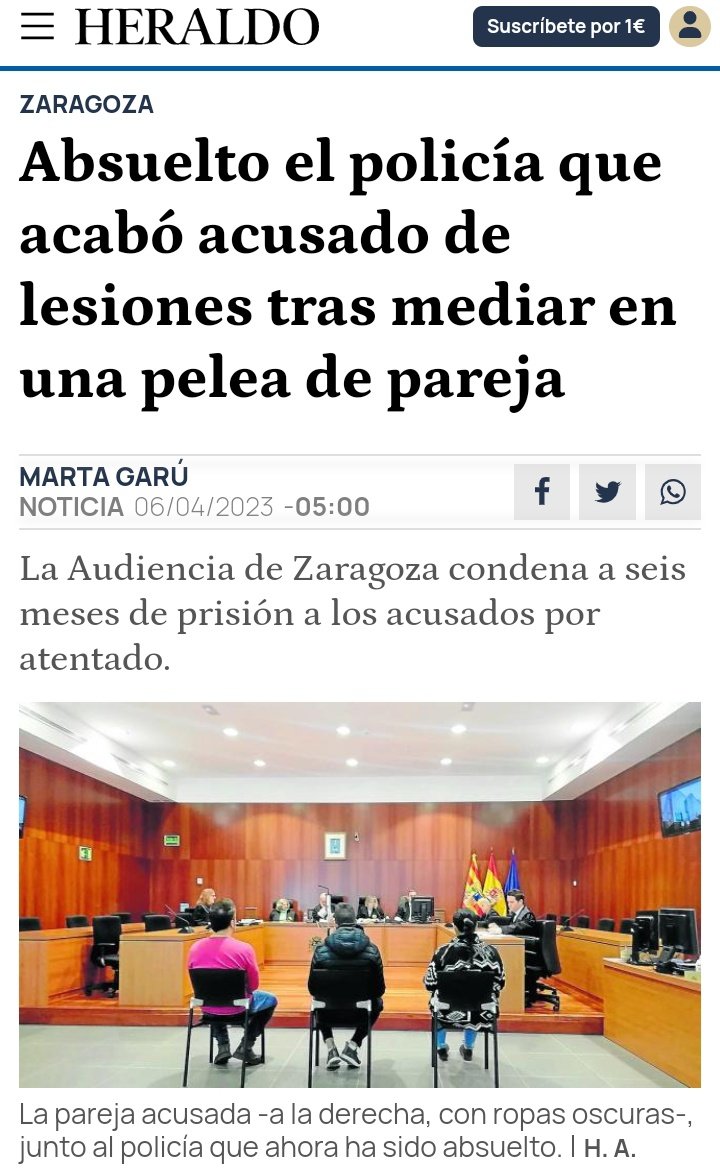 JosemaVallejo's tweet photo. Llaman a la Policía por violencia de género

La pareja agrede a los policías, la mujer pega a un policía. Son detenidos

La mujer dice que le duele la muñeca; denuncia al policía

La justicia sienta al policía en el banquillo de los acusados y lo pone al nivel de los delincuentes https://t.co/nOtnzTDaSj