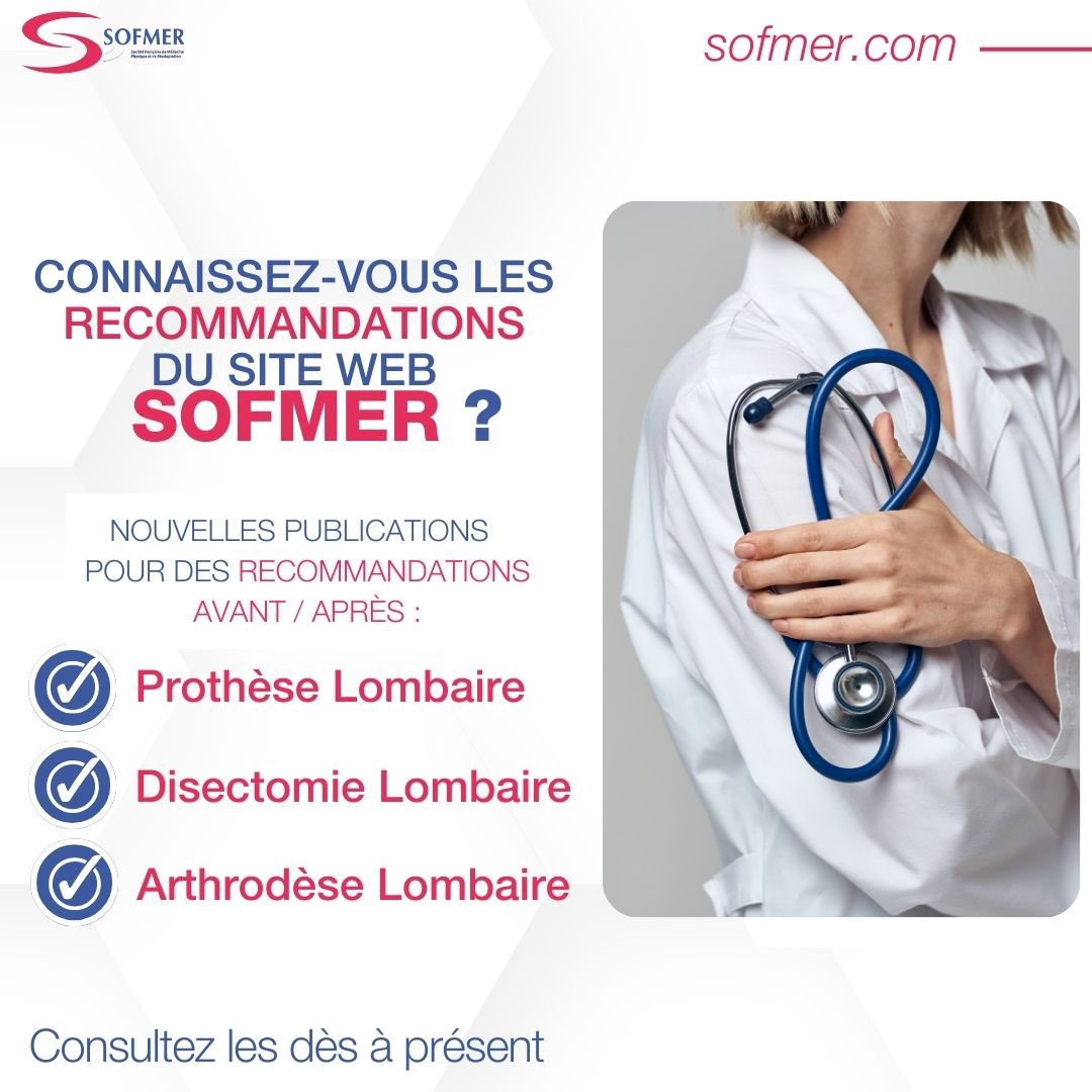 📄 Le saviez-vous ? 📄

Le site web de la Sofmer dispose d’une vaste librairie de documents de recommandations à destination des professionnels de santé en MPR.

Vous pouvez les consulter dès à présent depuis notre site officiel !

#medecine #medecinephysiqueetreadaptation