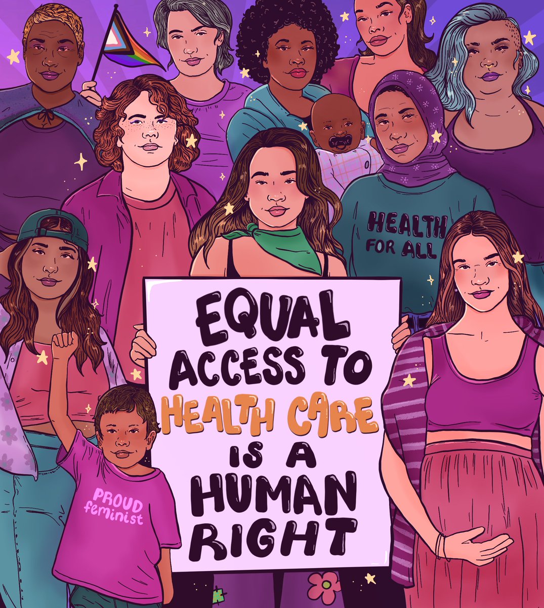 This #WorldHealthDay, we stand in solidarity with the millions of people worldwide advocating for equal access to #healthcare as a basic human right. #StandUp4HumanRights and join the global call of #HealthForAll: unf.pa/h4a #GlobalGoals 🎨 via @liberaljanee