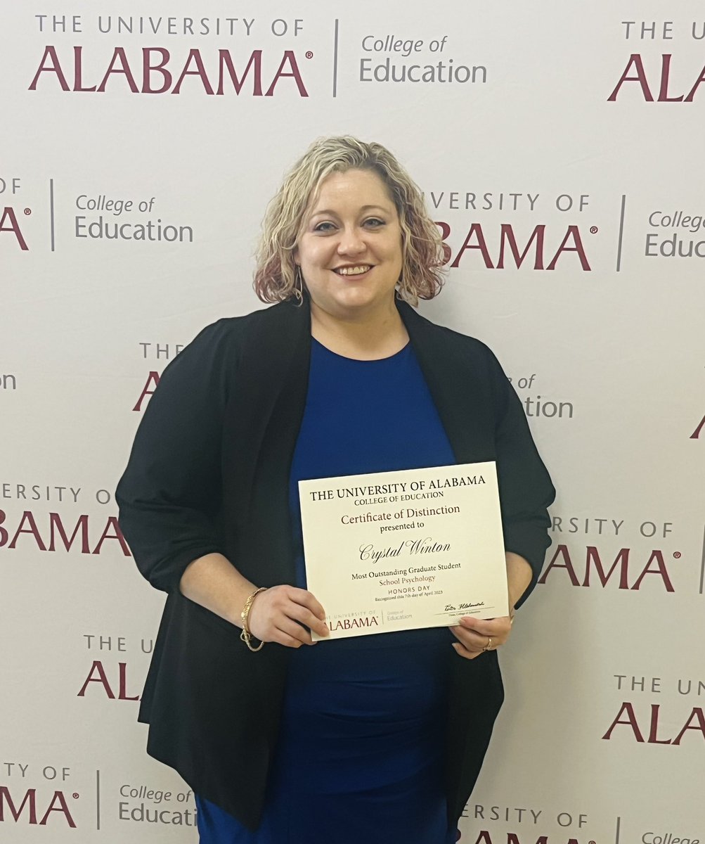 Dr. June Preast (@junelaney) on Twitter photo Congratulations to PhD student <a href="/CrystalWinton/">Crystal Winton</a> on winning the Most Outstanding Graduate Student in <a href="/UASchoolPsych/">University of Alabama School Psychology</a>! Not only is she a great student, but she continually provides support to other students and faculty the program. #ProudProf Congratulations to PhD student <a href="/CrystalWinton/">Crystal Winton</a> on winning the Most Outstanding Graduate Student in <a href="/UASchoolPsych/">University of Alabama School Psychology</a>! Not only is she a great student, but she continually provides support to other students and faculty the program. #ProudProf