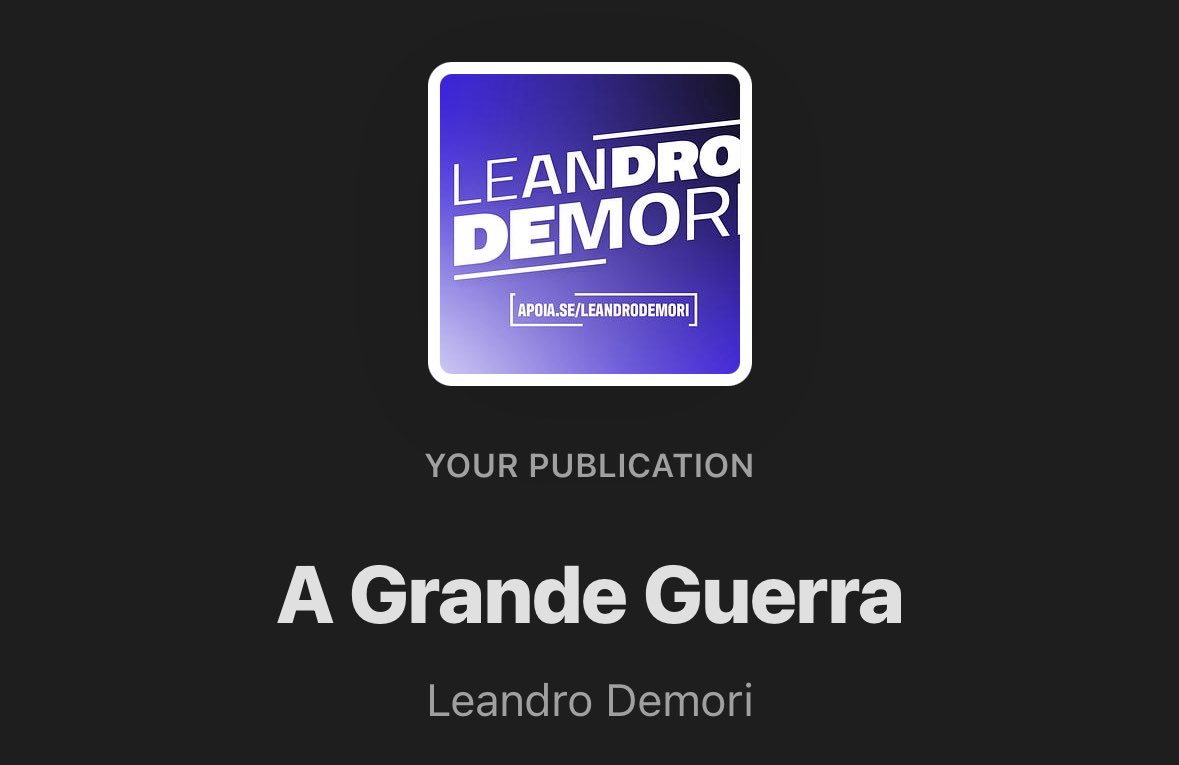 🚨 ATENÇÃO — O QUE ESTÁ ACONTECENDO É MUITO SÉRIO 

O Twitter bloqueou comentários, likes e RTs de links da minha newsletter, MINHA PRINCIPAL FERRAMENTA DE TRABALHO. 

Procurem por “Leandro Demori A Grande Guerra” no Google e assinem antes que eu seja impedido de divulgar aqui.