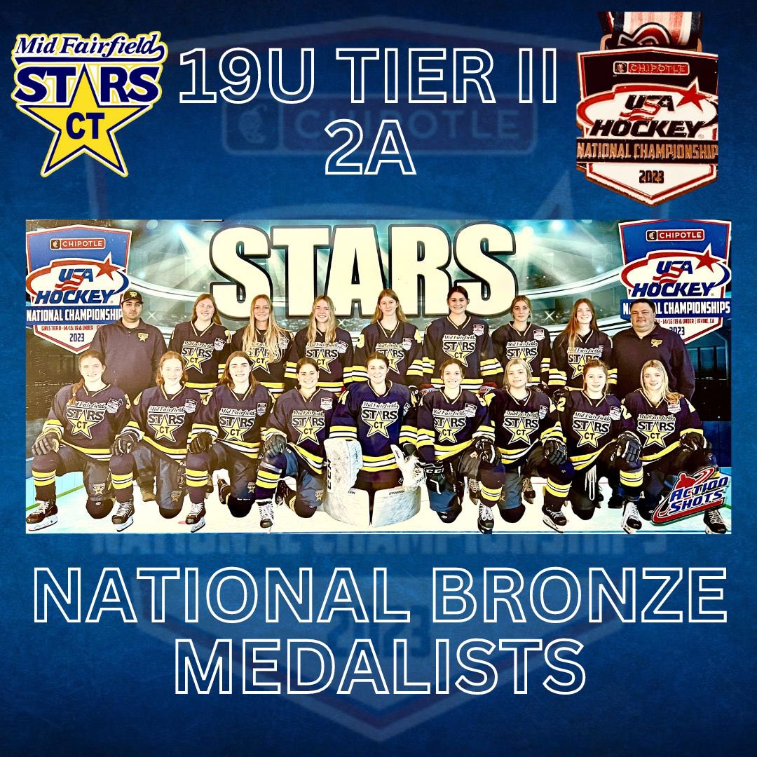 Congratulations to the Mid Fairfield Stars 19U Tier II Team - USA Hockey National Tournament Bronze Medalists! 🥉
