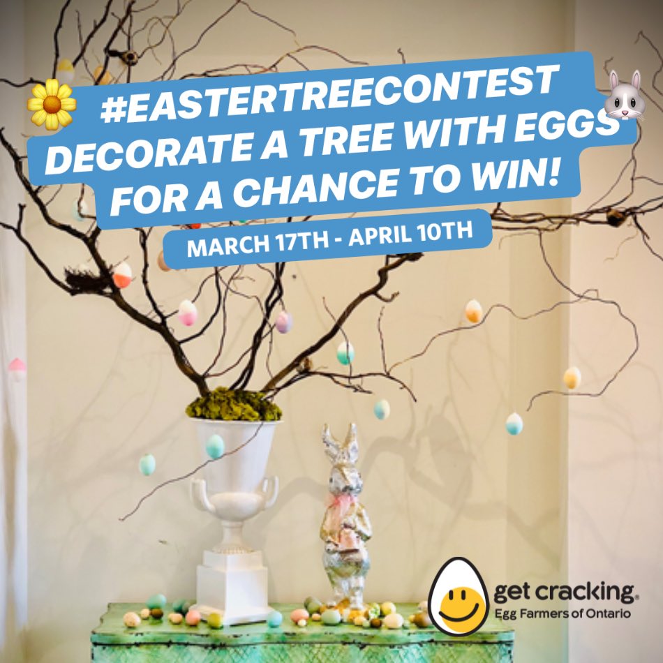 TeamHoman's tweet photo. ๐ฅ๐๐ป
Until April 10th, @GetCracking is inviting Ontarians to join their annual #EasterTreeContest for a chance to win one of five great prizes.
Learn more at https://t.co/XtVn1FD8OR https://t.co/iniJvvMfSS