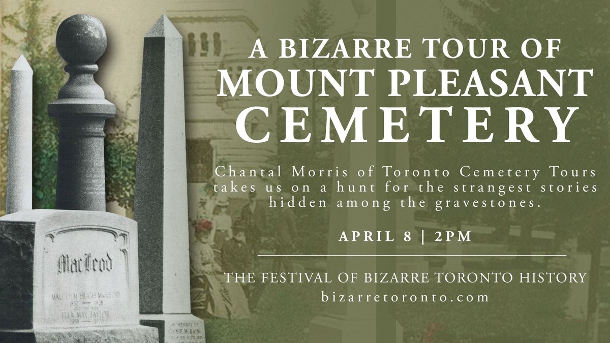 TODreamsProject's tweet photo. There are strange stories hidden among the gravestones of Mount Pleasant Cemetery. Tomorrow, we'll head out in search of them...

It'll be Day Six of The Festival of Bizarre Toronto History — with @TOCemeteryTours! https://t.co/L1DxPMKt5k