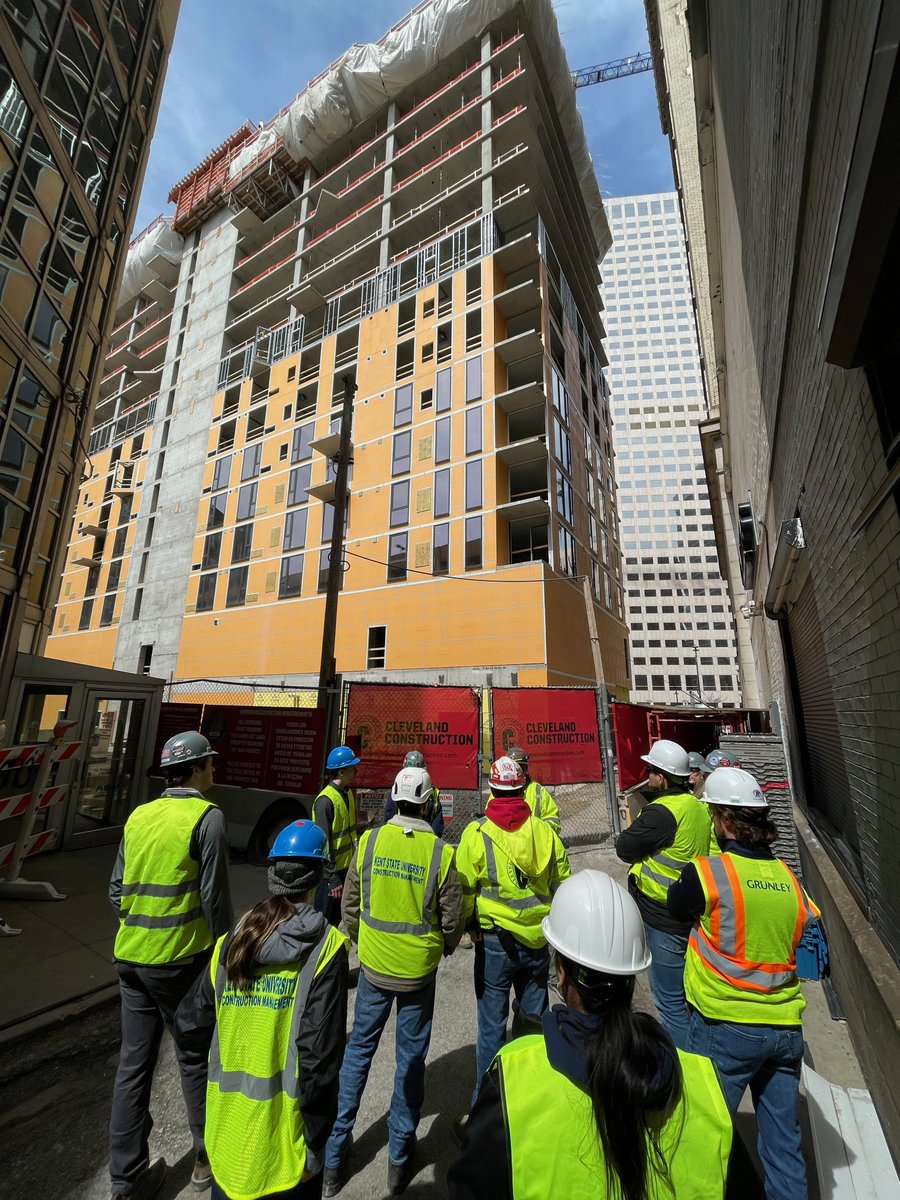 CCI_Contractors's tweet photo. Students from @KentState @ksu_cmgt program got a behind-the-scenes tour of the #construction progress of two of Cleveland's newest multifamily developments,  @Residencesat55 &amp; @CityClubApts CBD #Cleveland from our field managers. #ClevelandConstruction #multifamily #MakeItTrueU https://t.co/3CiIbapcJU