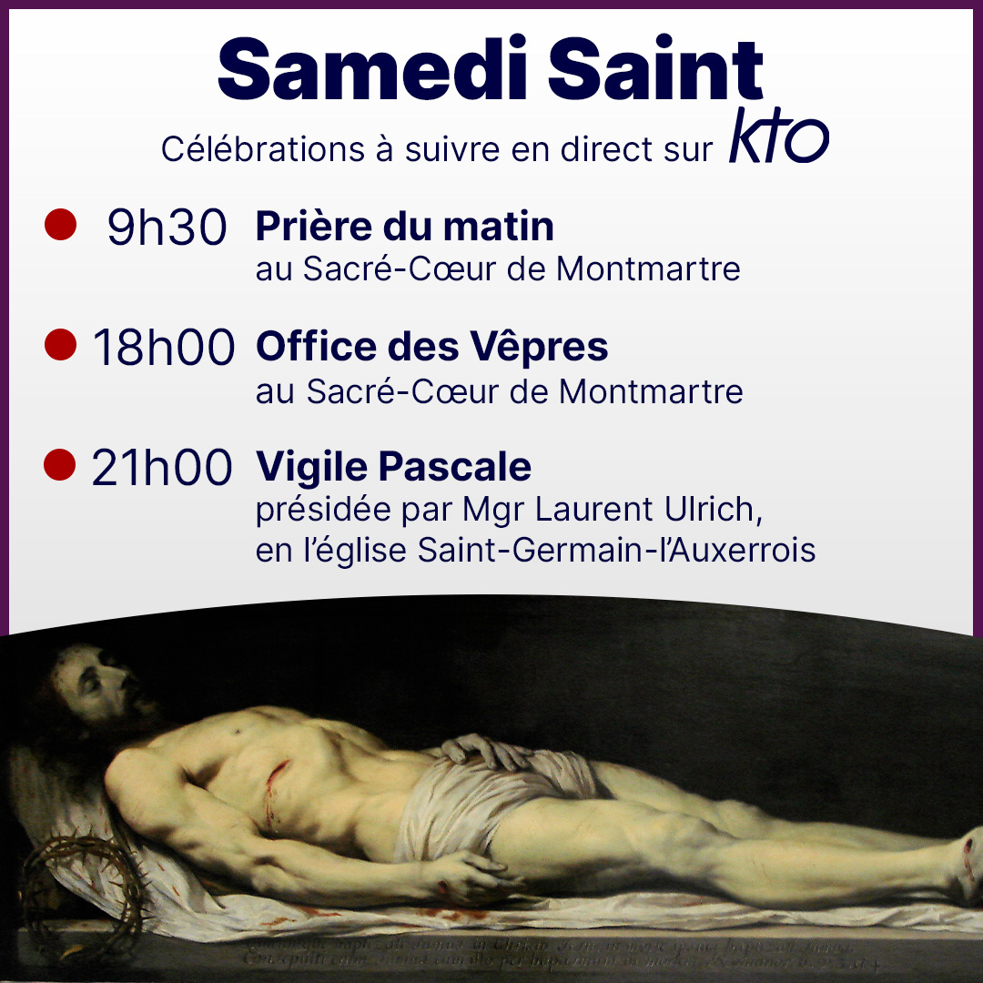 KTOTV's tweet image. Suivez les célébrations du #SamediSaint, jour de silence, d&apos;attente et de recueillement. #SemaineSainte #TriduumPascal

👉Découvrez toute la programmation de KTO : ktotv.com/page/entrez-da…