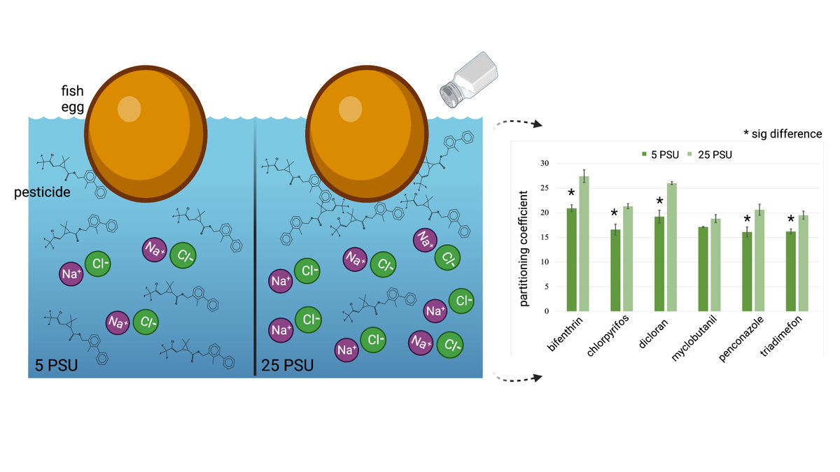 smbrander's tweet photo. Had fun with @BioRender this week making a figure for a manuscript demonstrating how salinity affects the partitioning coefficients of pesticides. #scienceisart #inprep https://t.co/D5EndqNuJF