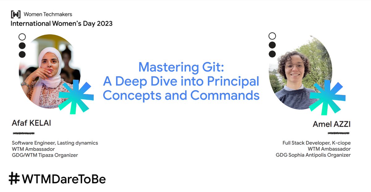 gdgtipaza's tweet image. Join software engineers
@amelias_azzi
&
@AfafKelai
for a deep dive into Git's concepts and commands. Improve your understanding and work more efficiently with this virtual event.
Register now!
gdg.community.dev/events/details…
#Git #GitMasterclass #IWD2023 #WTMDareToBe #wtm