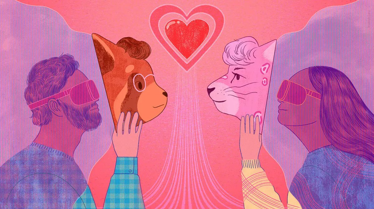 protolifemedia's tweet photo. “Metaverse matchmakers are the antidote to appearance-driven apps like Tinder and OkCupid.”

Virtual reality levels up dating apps—and might make finding real intimacy easier.

#VR #metaverse @NevermetApp @Hydraulist @naimark @cameronjmullen
https://t.co/1WYcXpIBR6 https://t.co/XEANYwySV8