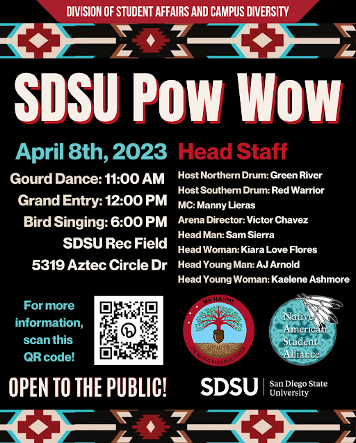 The 51st Annual SDSU Pow Wow is tomorrow! 🤍🪶

Learn more by clicking the 🔗 below and checking out the SDSU Native Resource Center instagram account (@sdsunrc) for event details and updates. 
sacd.sdsu.edu/native-resourc…

Graphic: SDSU Native Resource Center (NRC)