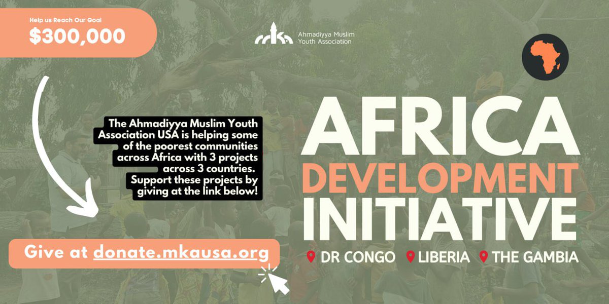 MuslimYouthUSA's tweet photo. Support the Africa Development Initiative by the Ahmadiyya Muslim Youth Association! With 3 impactful projects - a model village in the DRC, vocational ed. in Liberia, and support for Nasir Ahmadiyya School in Gambia - Go to https://t.co/2afnxWejNa to find out more! #AMYAgiving https://t.co/JhA0lWgNvh