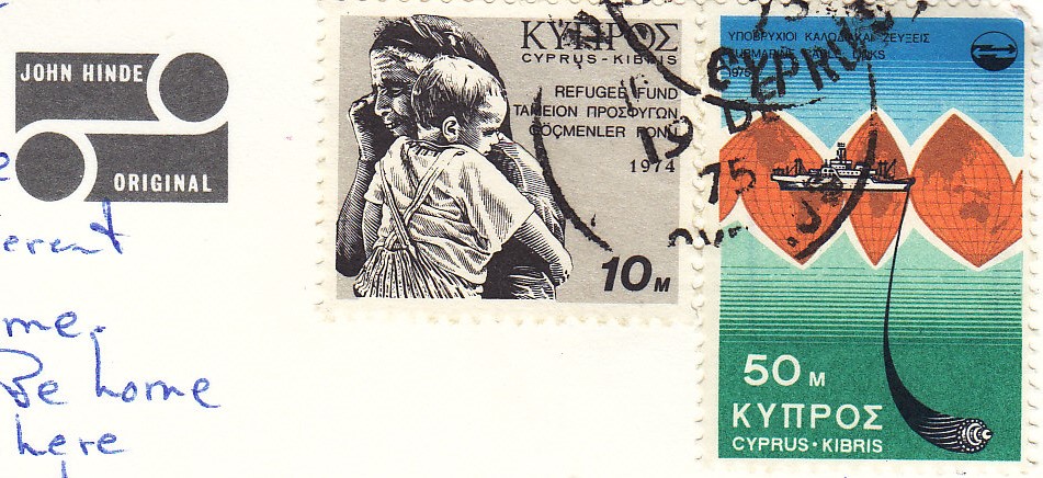 #philately #deltiology #JohnHinde postcard showing w/“#LedraPalace Hotel in #Nicosia #Cyprus PU #stamps 10Mil  ‘Refugee Fund tax’ issued 1974 Mi: 72 + 50 Mil ‘Telecommunication’ issued 1975 Mi: 432 sent Cyprus Dec 19, 1975 to #Canada #timbres #briefmarken