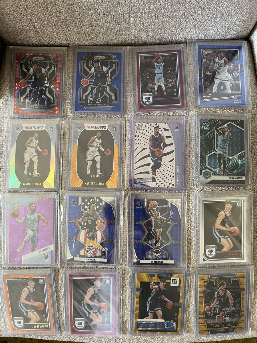 jkamaka808's tweet photo. PRICE DROP!! 1000+ Memphis Grizzlies lot!! Over 375+ #d colored parallels, over 600+ non-numbered colored parallels &amp; 29 jersey relics. $500 shipped OBO. More pics to follow https://t.co/Cb9x5U3leH