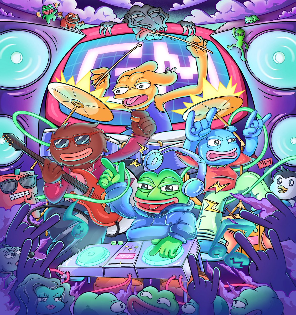 K38Y_FND's tweet image. 🤘Fusion Band by @K38Y_FND 
.
Size 2046*2178px
Time spent drawing 61 hrs
Credit: ©Matt Furie
.
#pepethefrog #foundationart #FrogFam #EthereumNFTs #FoundationNFT #NFTCommunity #nftcollectors  #Wagmi_Whale #nftgallery #ETH #nftarti̇st #NFTThailand #ArtistOnTwitter @jaggedsoft