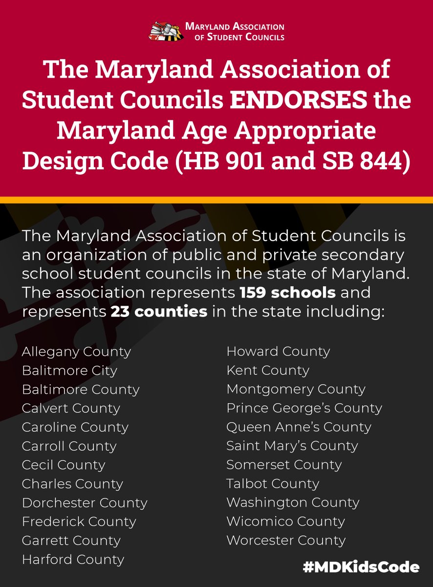 DesignItForUs's tweet image. So THRILLED to see the @MDStuCo endorse the Maryland Age Appropriate Design Code! 🙌

We are proud to fight with the youth leaders of the Maryland Association of Student Councils for this bipartisan legislation to protect kids' privacy online: marylandkidscode.com #MDKidsCode