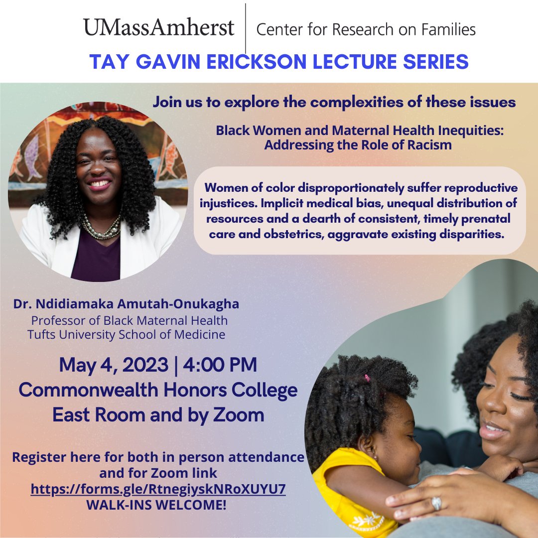 This presentation is on reproductive injustices suffered by women of color in the US due to implicit medical bias, limited resources, and inconsistent prenatal care, community-based research and solutions are essential. To register: docs.google.com/forms/d/e/1FAI….