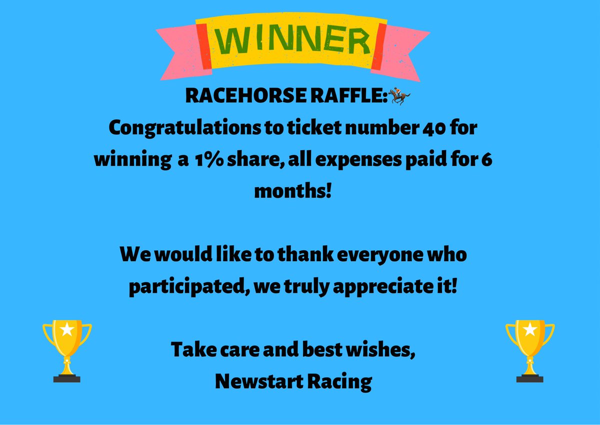 NewstartRacing's tweet photo. A lovely morning @NewstartRacing with all the team &amp; great support as we watch the horses #LangtonWoldGallops, then back to the yard for drinks, cake &amp; a catch up! 🏇☕️🧁
Well done to our Easter Raffle Winner:
*Ticket number 40* 
I wonder who they will choose to follow!? 🏇👌 https://t.co/pUsH6NrzER
