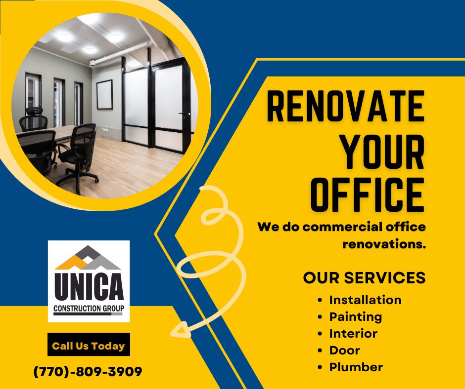 unicaconstgroup's tweet photo. Is your office space in need of a facelift?
Unica Construction Group is here to help with our top-notch office renovation services.
🌐 https://t.co/jkiCNbPdL4
#OfficeRenovation #OfficeDesign #OfficeRemodel #UnicaConstructionGroup #CommercialConstruction #ConstructionServices #usa https://t.co/i19P8PyGRM