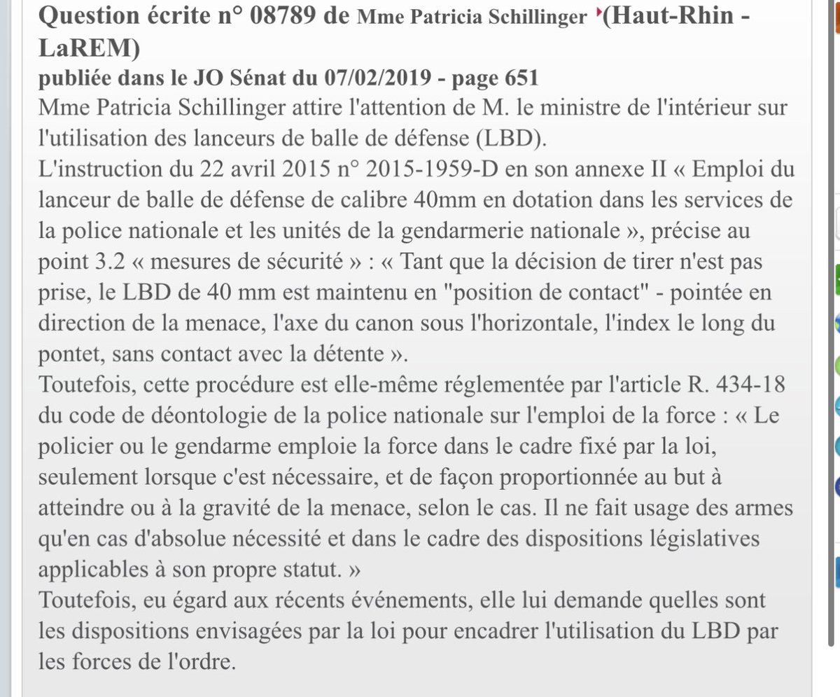 Pour les gens qui se posent la question de l’usage du LBD40

Canon sous l’horizontale avant le tir. On ne reste pas en position de tir constamment pour menacer !