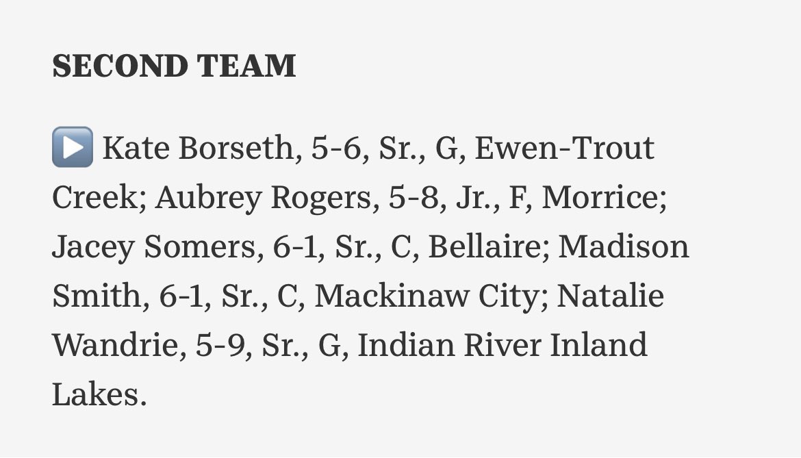 So grateful to be named Second Team All-State by Detroit News! @coachbrian05 @lancemaney1 @iamtwillis @coach_mo @coachhudsonlcc @CoachRayKimball @CoachHowrigon @EricSalsbury @CoachPruettSVSU @CoachLemm31 @NyeLowe @REALbasketball_ @CoachJobey @PlayAllMediaNet @PGHMichigan