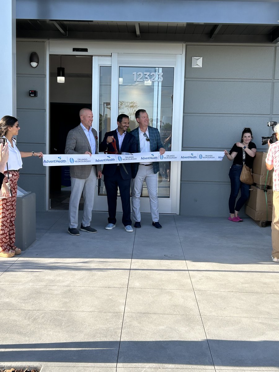 Last week, we attended the ribbon-cutting ceremony for the Orlando Neurosurgery Spine and Brain Center with representatives from Orlando Neurosurgery and AdventHealth: Craig Brubaker; Ravi Gandhi, MD; and Christopher Baker, MD.