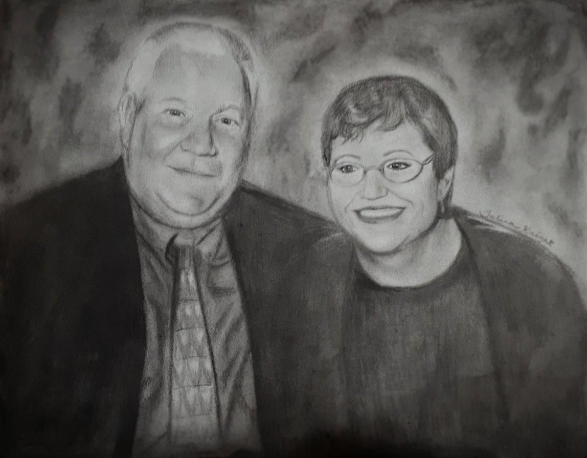 TalinaTk's tweet photo. I drew this one for my sweet Aunt Brenda in memory of Uncle Tim Canterbury. Aunt Brenda has helped my mom so I made this charcoal drawing of her and Uncle Tim (R.I.P.) Uncle Tim was always joking &amp; he loved him some Shiner Bocks! 

11"×14" charcoal drawing

#artbytalinaknight 👩🏻‍🎨 https://t.co/JDF7bjgJUW
