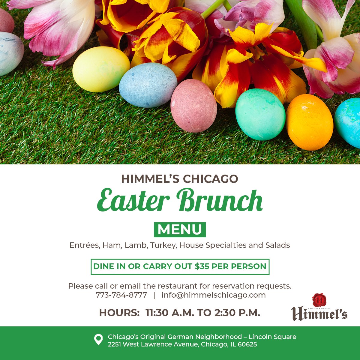 Still need Easter plans, call today 773-784-8777.  #easter2023 #Chicago #LincolnSquare #Brunch.  .