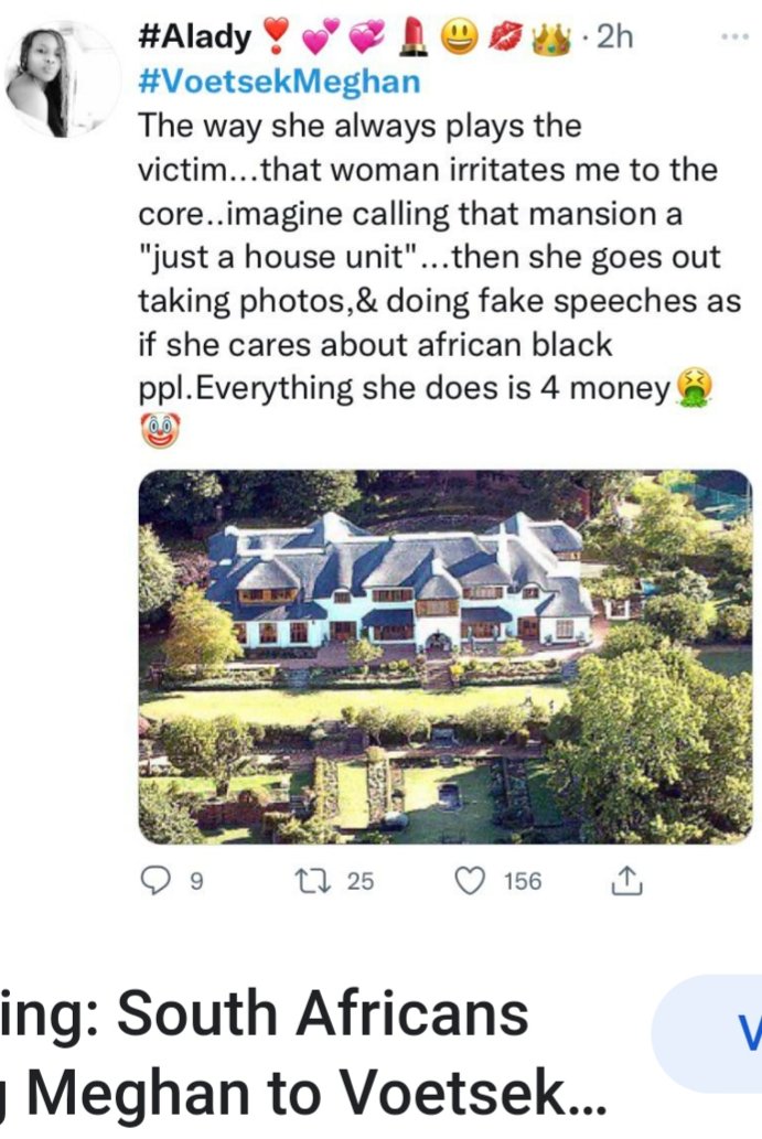tbatde_tb's tweet photo. Remember when she called the SA mansion a "housing unit?" #HarryAndMeghanAreFinished #MeghanMarkleIsAConArtist #MeghanMarkleExposed #MeghanMarkIeisaLiar #HarryandMeghanAreAJoke #HarryandMeghan #PrinceHarry #PrinceHarryisaLiar
#HarryAndMeghanAreFinished
That pissed off S. Africa https://t.co/wTGhISLUW0