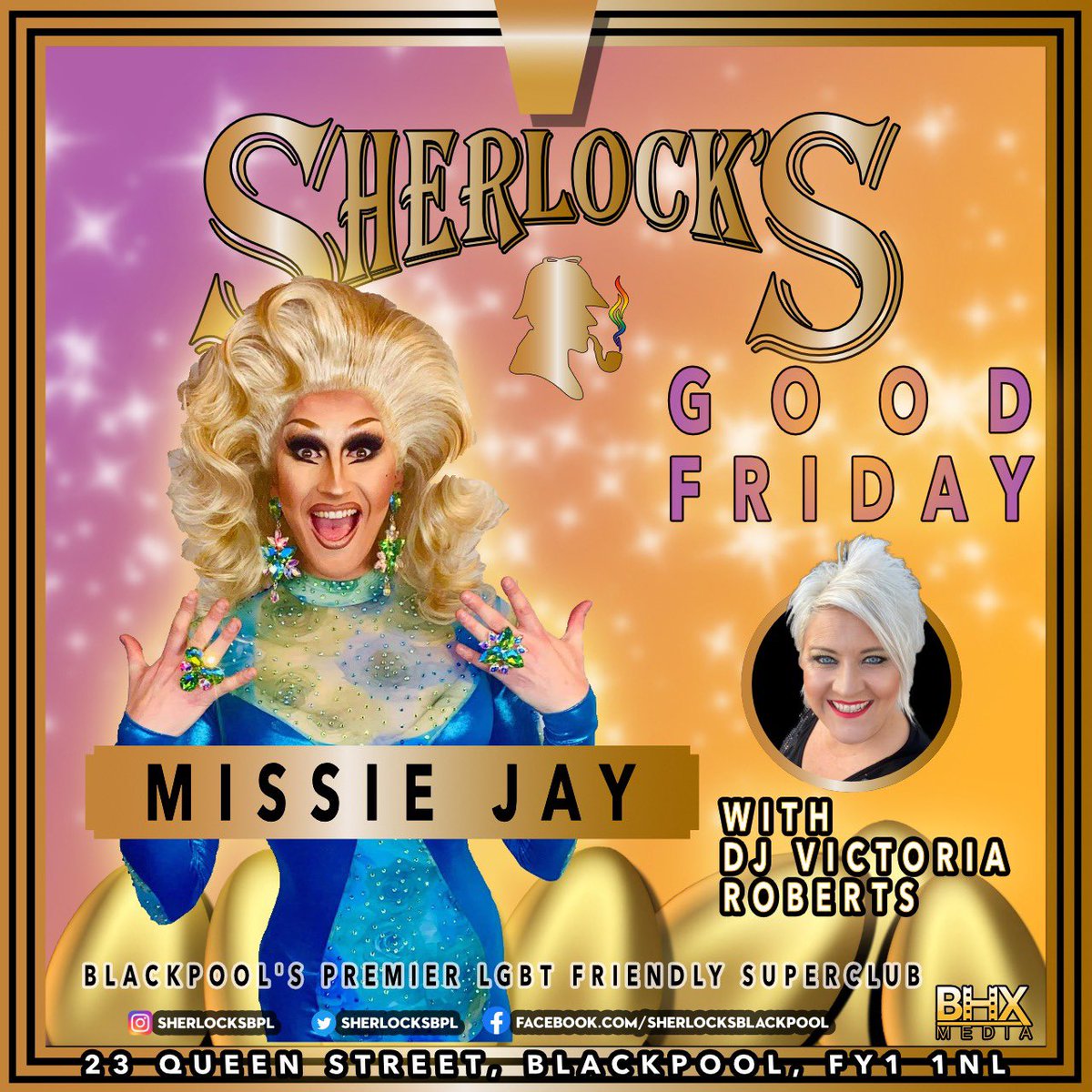 Tonight, starting our Easter weekend lineup of entertainment, Missie Jay takes the Sherlock’s stage with your DJ, Victoria Roberts #cabaret #blackpool #freeentry #blackpool #drag #dragqueen #lgbtblackpool <a href="/BhxMedia/">BHX Media</a>