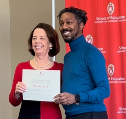 ELPAUW's tweet photo. Congratulations to our incredible Dr. @Brian_A_Burt for receiving the @UWMadEducation Excellence in Diversity Award! #ThisIsELPA https://t.co/7pUJry2zgC