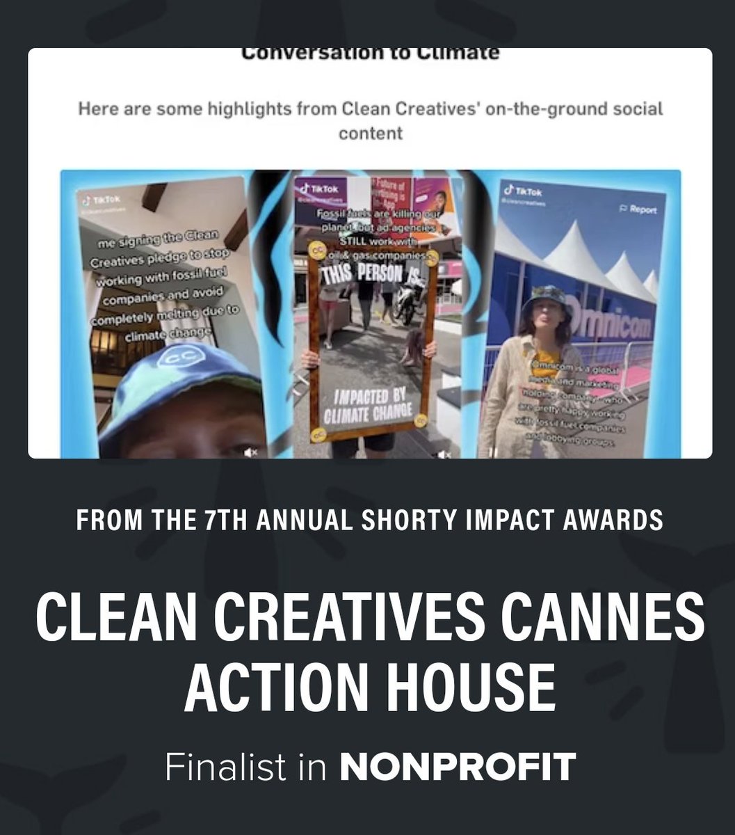 Remember when I went to Cannes last year with <a href="/cleancreatives/">Clean Creatives</a> to shine a light on fossil fuels in advertising? Well, we're looking for a new team this year! A paid and very fun opportunity for any content creators who care about the climate 💚 

More info: docs.google.com/forms/d/e/1FAI…