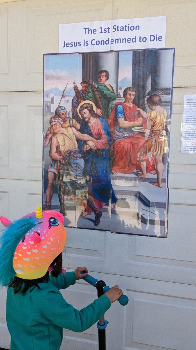 LizEHansen's tweet photo. Beautiful day for what we jokingly call the Stations of the Cross 5K in our neighborhood. It is really cool to see so many people praying/ commenting on them. Our mail carrier asked what church puts them on (none) and said she's noticed them every year on her route. https://t.co/c0xgLmL7ZX