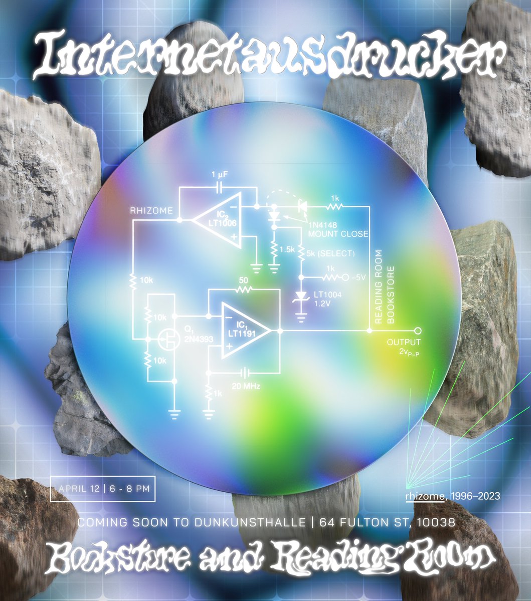 'Internetausdrucker Bookstore + Reading Room' opening IRL  @ Dunkunsthalle ~ April 12, 6-8pm featuring physical matter from recent collaborators such as <a href="/donotresearch_/">DO NOT RESEARCH</a> <a href="/inpatientpress/">Inpatient Press</a> <a href="/kalladomcdowell/">K 🕸🐬</a> as well the launch of work from <a href="/yoshi_sodeoka/">Y͓̽O͓̽S͓̽H͓̽I͓̽ ͓̽S͓̽O͓̽D͓̽E͓̽O͓̽K͓̽A͓̽</a> made possible by @ourZORA <3