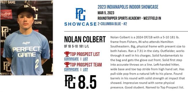 NolanColbert's tweet image. Thank you Perfect Game for the writeup and PG Grade. @PG_Scouting @PGShowcases