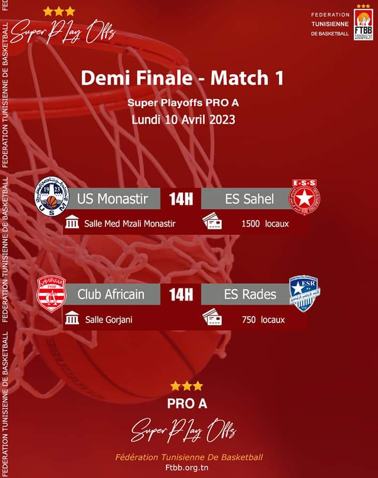 TeamCA_Officiel's tweet photo. 🏀 | PRO A SUPER PLAY-OFFS
🏆 | Programme des 1/2 Finales

▫️Match 1 #CAESR Lun 10 Avril à 14H
▫️Match 2 #ESRCA Jeu 13 Avril à 14H

#BasketCA 🇦🇹 | #TeamCA 🔴⚪ https://t.co/cxgevWaPMa