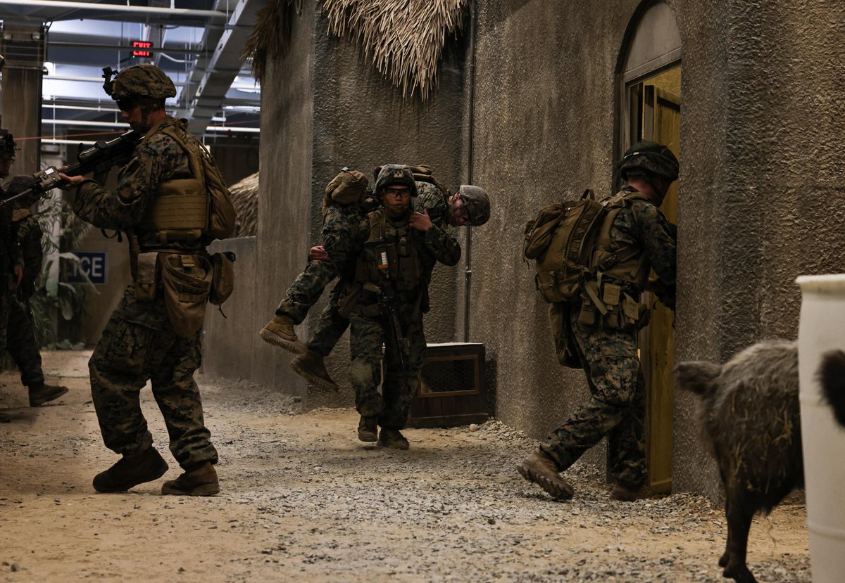 #Marines conduct training at the Indoor Infantry Immersion Trainer (IIT) site on <a href="/camp_lejeune/">Camp Lejeune</a>, April 4.

The IIT is designed to provide Marines with a realistic combat environment using sound, smell, atmospherics, and role-players to increase combat efficiency.

#USMC