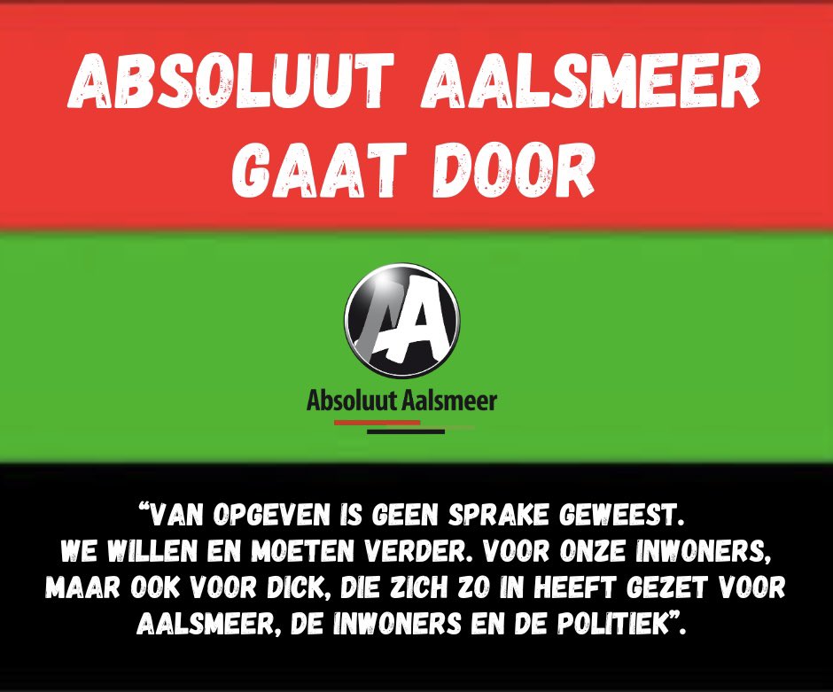 Drie weken geleden werden we geconfronteerd met een motie van wantrouwen tegen onze wethouder, gevolgd door onmiddellijke ontslag.

Een enorme shock en doet zeer! Het is een klap om in één keer de oprichter en nestor van onze partij kwijt te raken.

absoluutaalsmeer.nl/actueel