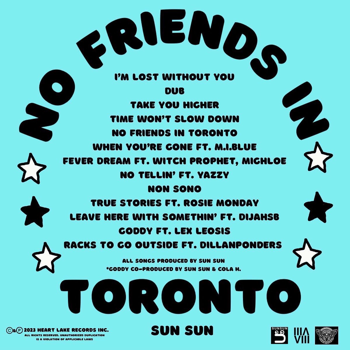 MY BRAND NEW ALBUM!!
#NoFriendsInToronto 
OUT NOW!! 💙 <a href="/HeartLakeRecord/">Heart Lake Records Inc.</a> 
linktr.ee/sunsunbeats