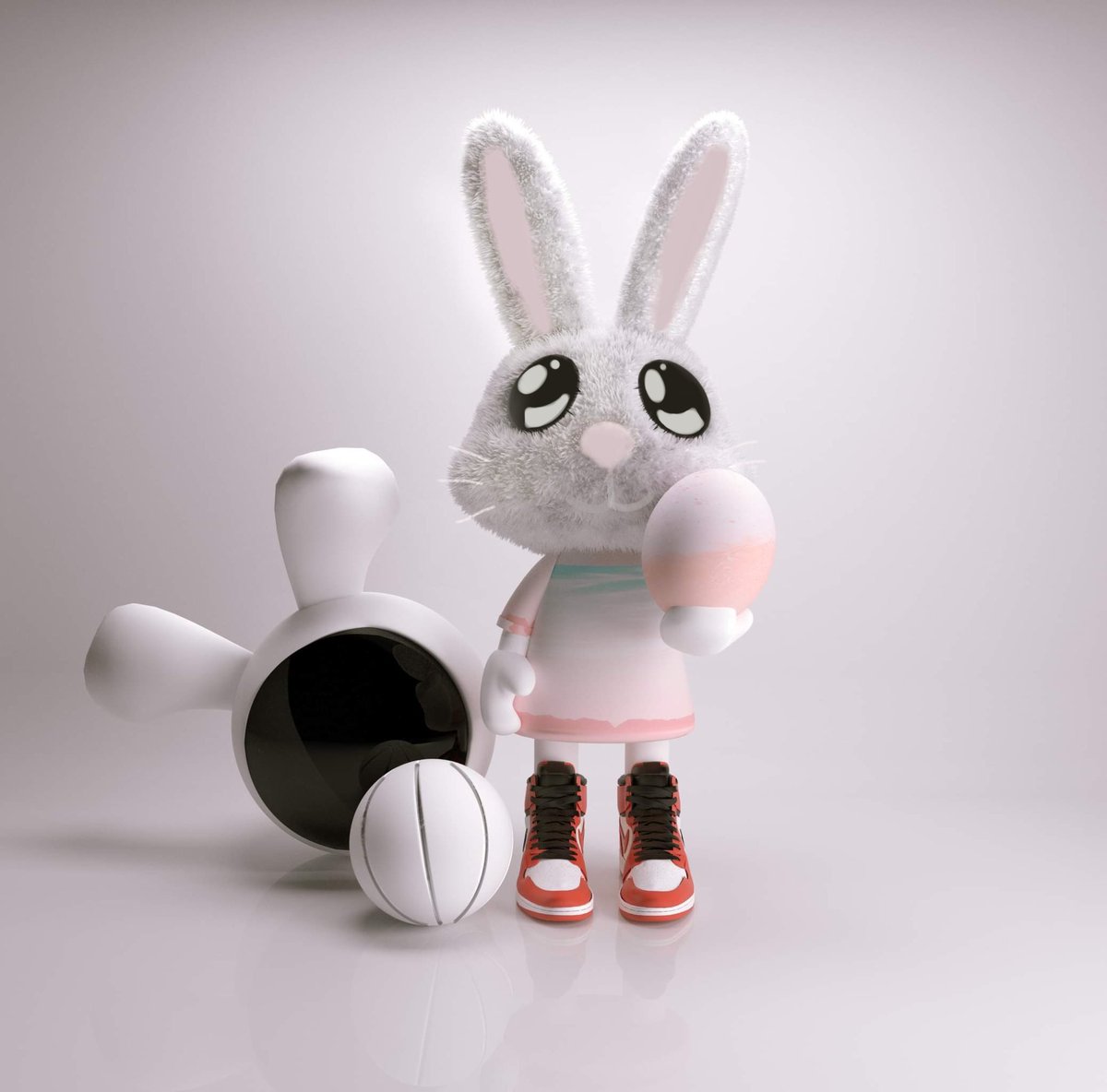 Happy Easter 🐇🐣 fam :) Say hi to Hopski the real bunny behind the bunny bot suit ❤️ #easter #designlover #artforfun #web3forfuture #cuteasbunny #emocryptart
