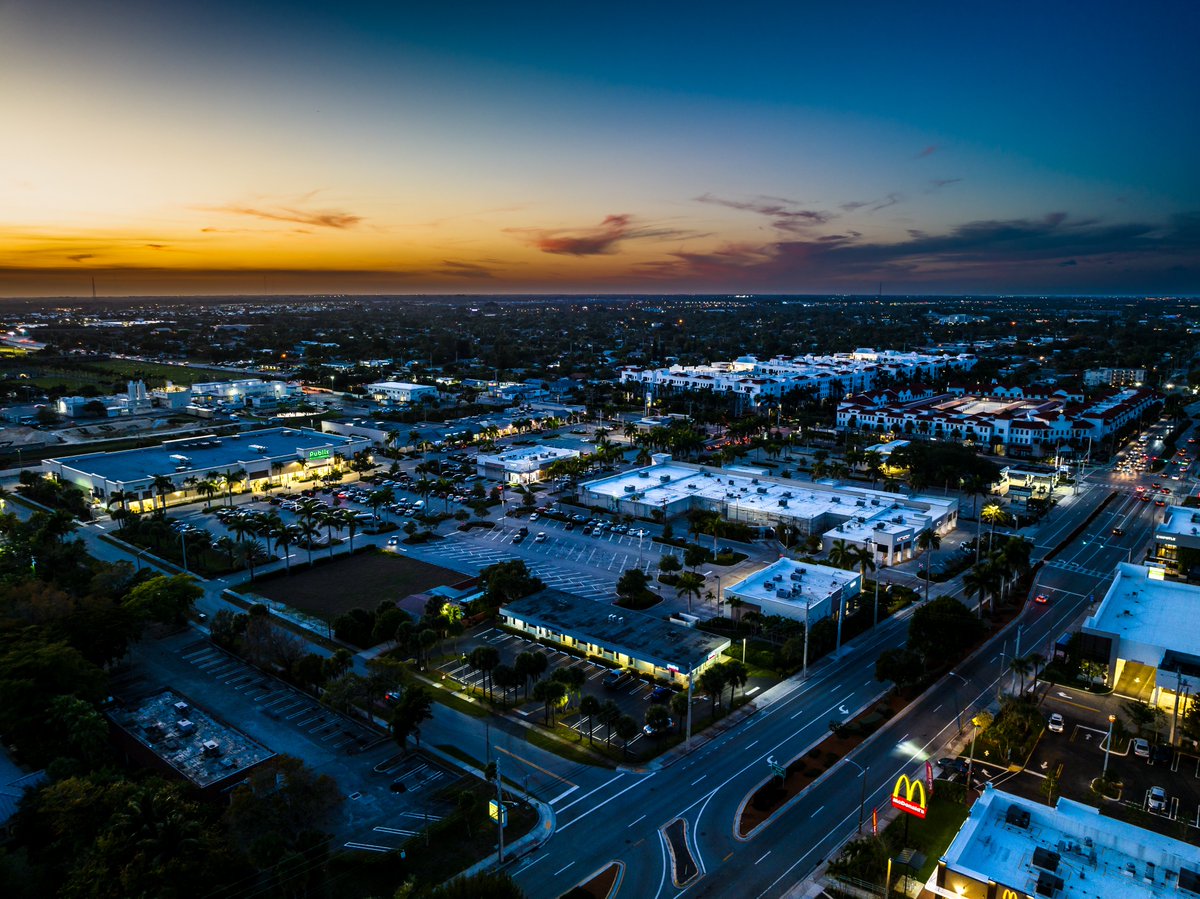 A couple of nice dusky evening shots last night at the <a href="/Publix/">Publix</a> anchored Sunshine Square shopping center, leased and managed by <a href="/WEareEDENS/">EDENS</a>, in Boynton Beach, FL. #boyntonbeach #CRE #dronephotography