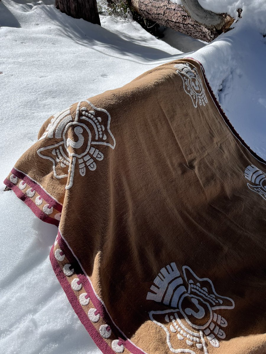 tilmatli_p's tweet photo. Photo opportunity in the snow with the Ometochtecomayotilmatli tenixyo. 

#tenixyo #granacochinilla #cotton #tilmatli #snow #tochtli #coyuchi https://t.co/YQGjR1c20W