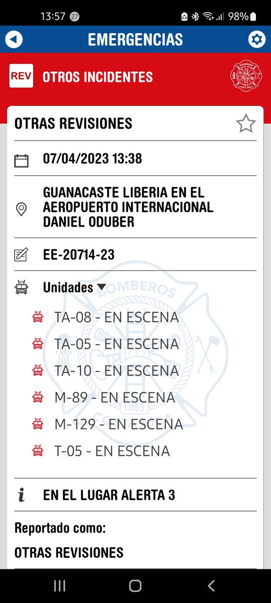 ViuditaCR's tweet photo. #Alerta3 Aeropuerto Internacional Daniel Oduber, #Liberia
Aeronave con 125 almas a bordo reporta probemas en el motor.
@BomberosCR en Sitio.
Todo en manos del Eterno y los pilotos.
#TráficoCR https://t.co/HE5lGHRtpi