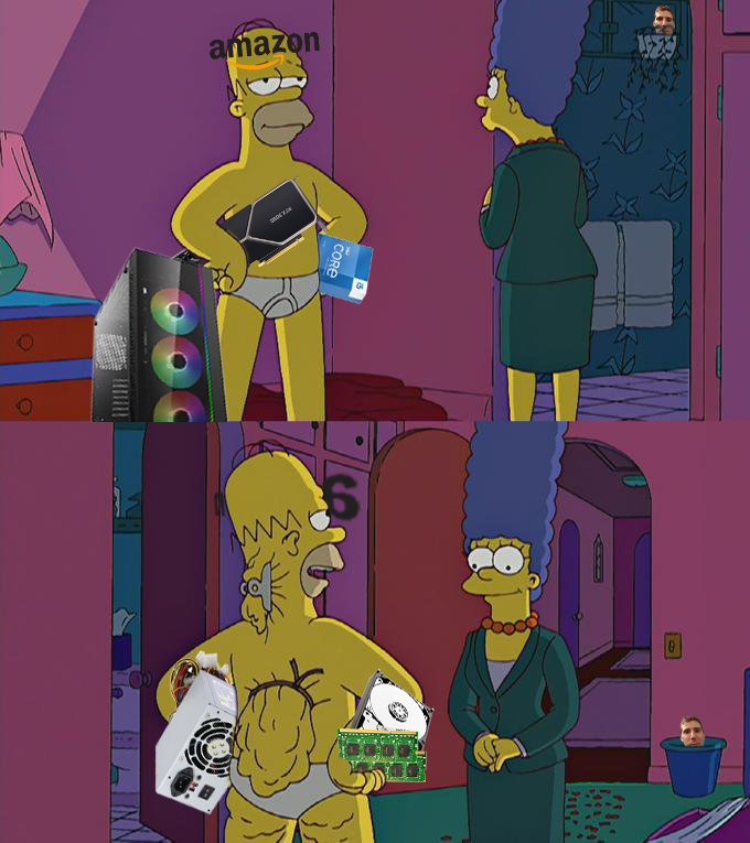 LinusTech's tweet image. buying a prebuilt on amazon be like: