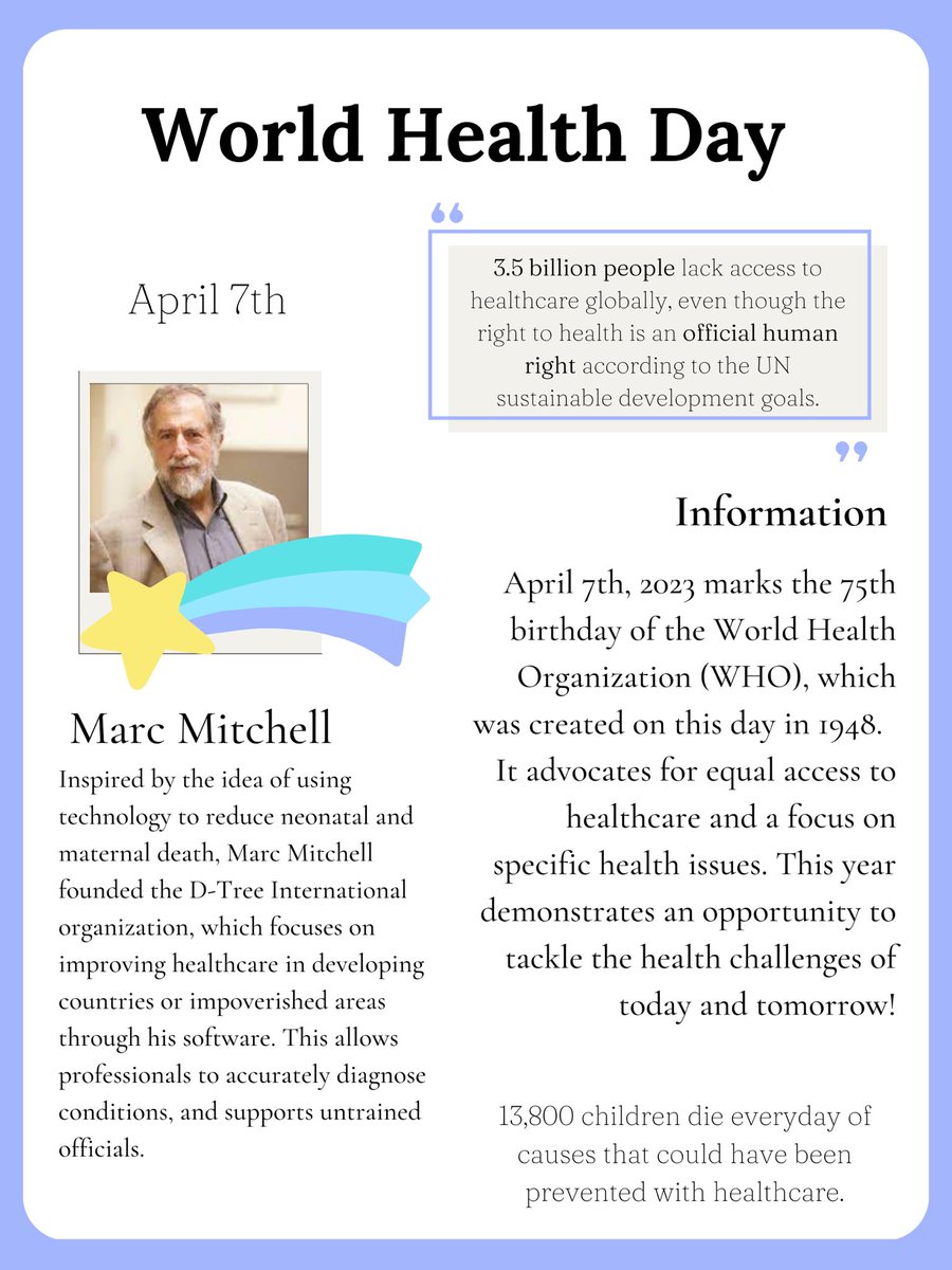 Today is #WorldHealthDay2023, the 75th anniversary of the World Health Organization! So many are without healthcare globally so this upstander, Marc Mitchell, is working to improve healthcare in developing countries. Celebrate world health today and to tackling health challenges!
