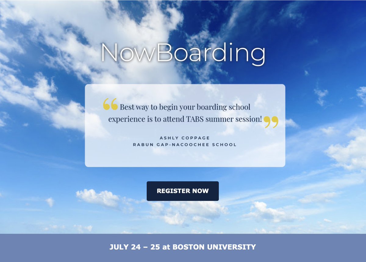 NowBoarding will get your new hires up to speed and ready to make an impact in your community next fall! Learn more about this interactive two-day on-boarding to the complex world of boarding school for employees in any role in your community.

tabssummersession.org/nowboarding/
