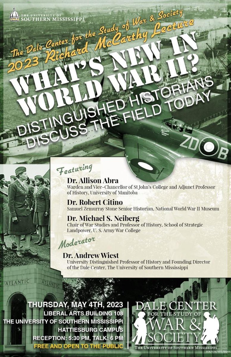 Really looking forward to participating in this great <a href="/DaleCenter/">Dale Center</a> event, and to visiting my old Mississippi home! <a href="/USMArtsSciences/">USM Arts & Sciences</a> <a href="/HistoryatUSM/">USM History Dept</a> <a href="/SouthernMiss/">Southern Miss</a>