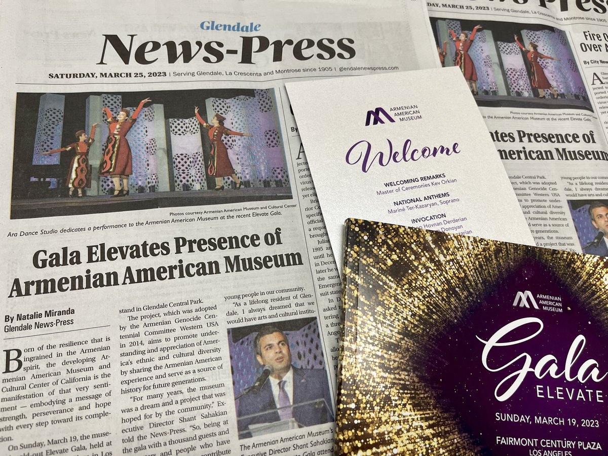 Take a look at the Glendale News-Press coverage of the Armenian American Museum Elevate Gala by Reporter Natalie Miranda! …endalenewspress.outlooknewspapers.com/2023/03/27/gal… @GlendaleNews_P @outlooknews