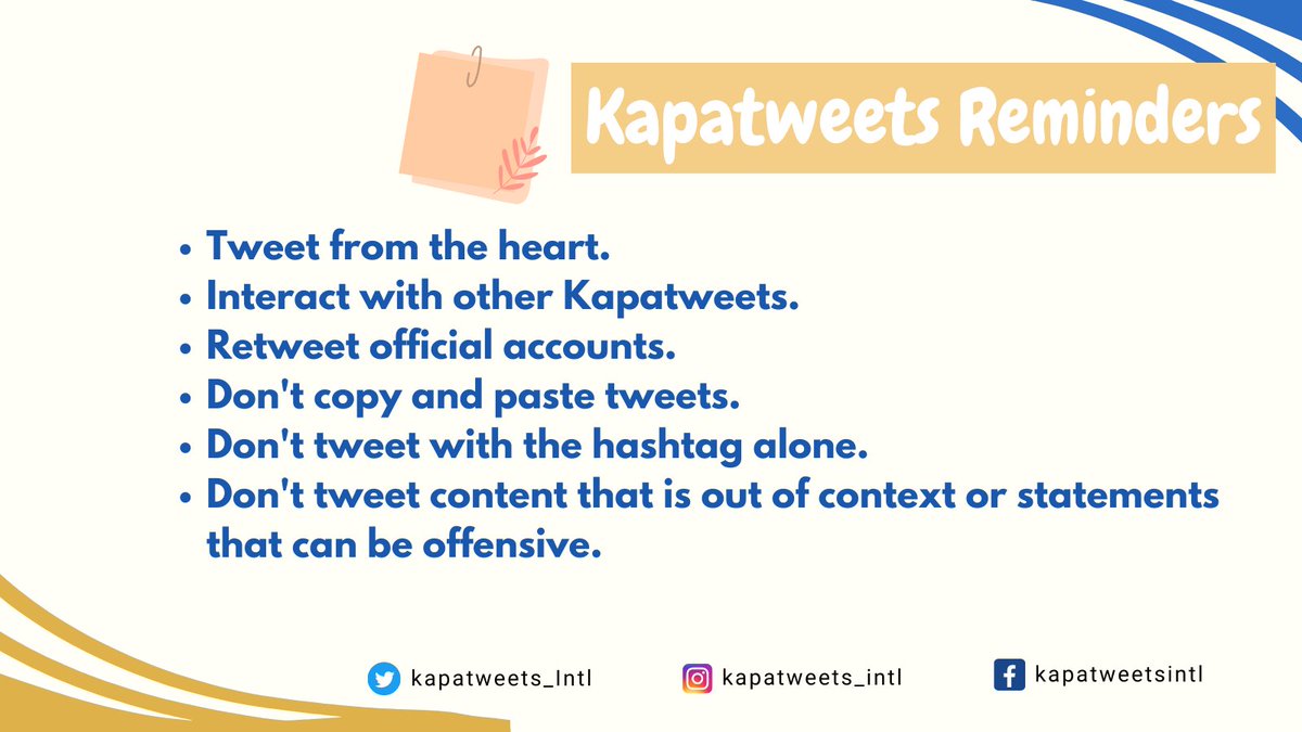 Kapatweets_Intl's tweet photo. Please read and acknowledge our tweeting reminders. Salamat po sa Dios!  

#MCGIEndlessGratitude 
#MCGICares https://t.co/AEgAQQcPpo