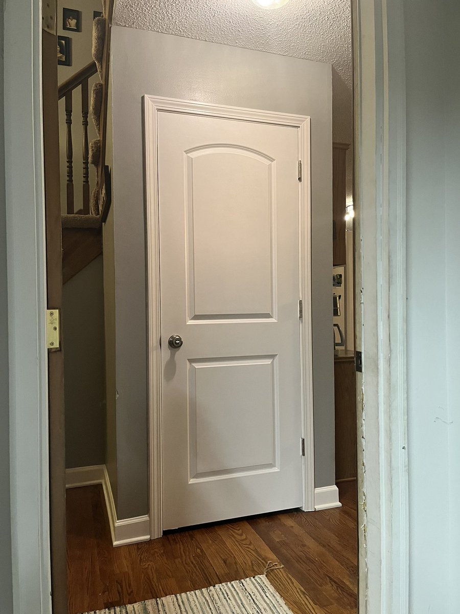 9367LLC's tweet photo. Work never stops. Got this door installed and some new base started! #smallbusiness #woodworking #trim https://t.co/285n2peu8A