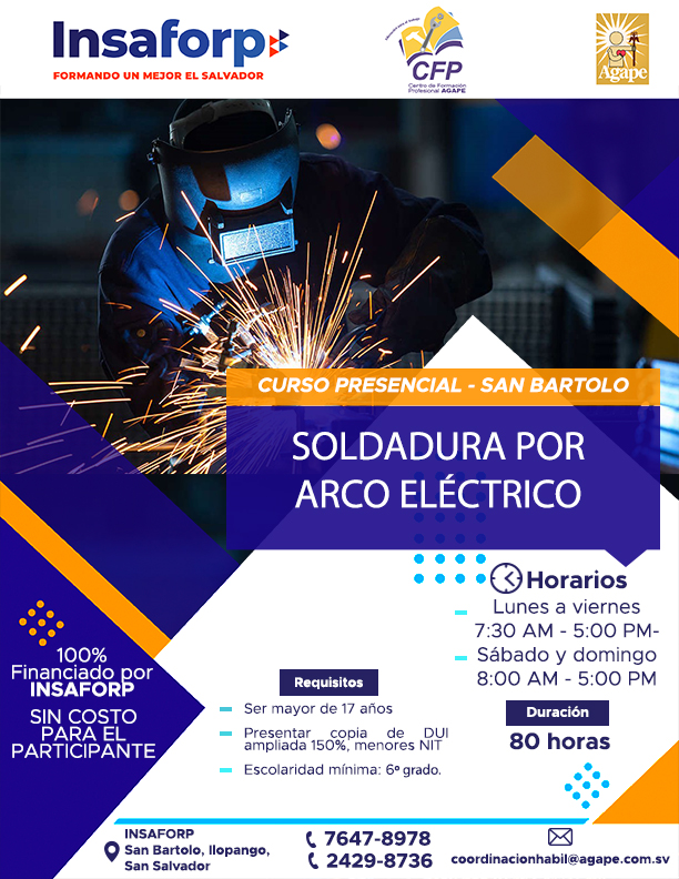 📣📣#𝗖𝘂𝗿𝘀𝗼 𝗖𝗙𝗣 𝗜𝗡𝗦𝗔𝗙𝗢𝗥𝗣 𝗦𝗮𝗻 𝗕𝗮𝗿𝘁𝗼𝗹𝗼
Participa en el curso:
𝐒𝐎𝐋𝐃𝐀𝐃𝐔𝐑𝐀 𝐏𝐎𝐑 𝐀𝐑𝐂𝐎 𝐄𝐋É𝐂𝐓𝐑𝐈𝐂𝐎
Para más información ☎️ 2295-1164 📲 7647-8978